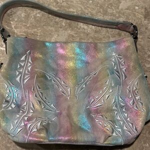 Large iridescent butterfly shoulder bag Aimee kestenberg rainbow purse pocketbo